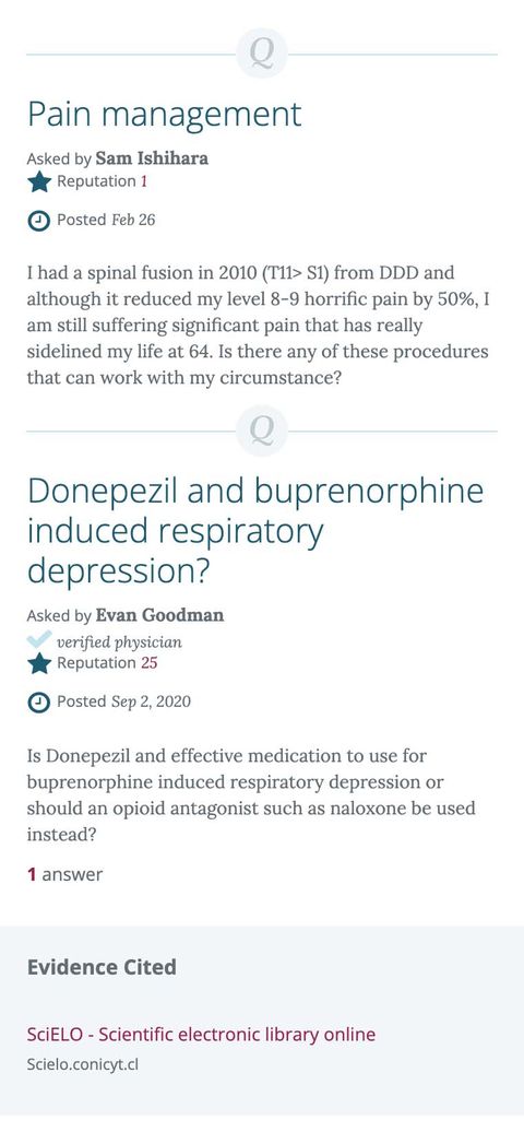 clinician questions with one answer and one source cited